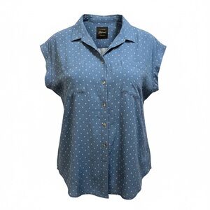 Jachs Blue Button Down Shirt with White flowers Size Medium